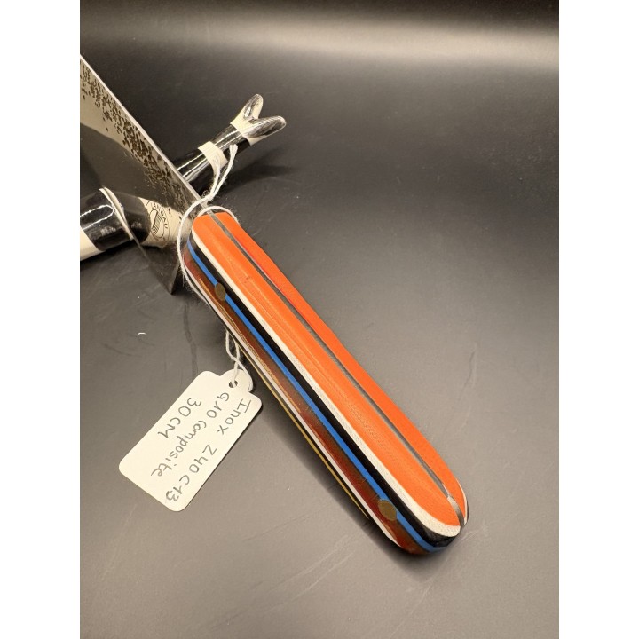 couteau inox Z40 CR13 manche G10 composite 30 cm martelé