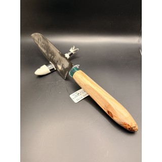 couteau acier XC75 manche acacia / résine verte 36 cm