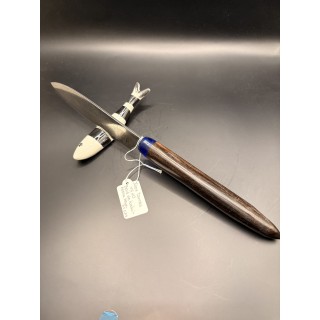 couteau Damas VG10 manche bois de kaki/résine bleue 31 cm