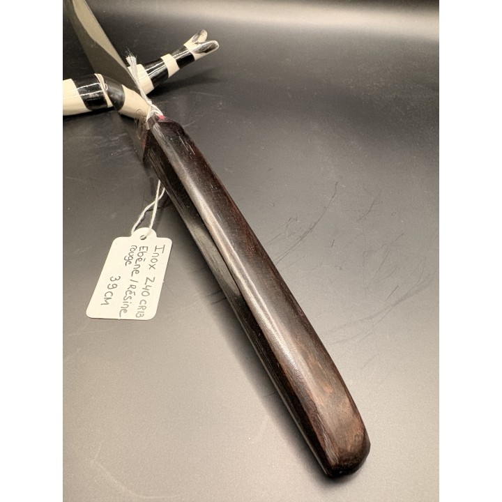 couteau inox Z40 CR13 manche ébène /résine rouge 39 cm