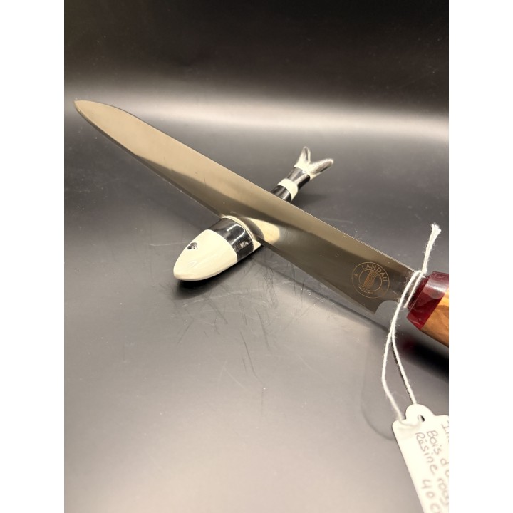 couteau inox Z40 CR13 manche bois d'olivier/résine rouge 40 cm
