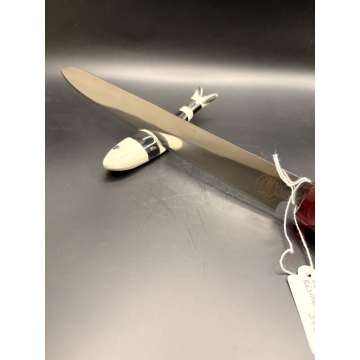 couteau inox Z40 CR13 manche bois d'amarante/résine rouge 37 cm