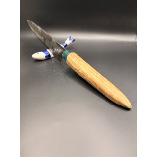 couteau acier XC75 manche bois d'olivier/ résine verte 38 cm