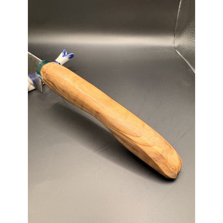 couteau inox Z40 CR13 bois d'olivier / résine verte 33 cm