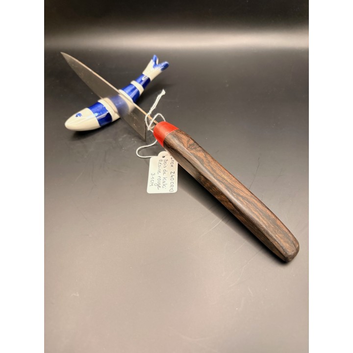 couteau inox Z40 CR13 manche Kaki/résine rouge 31 cm