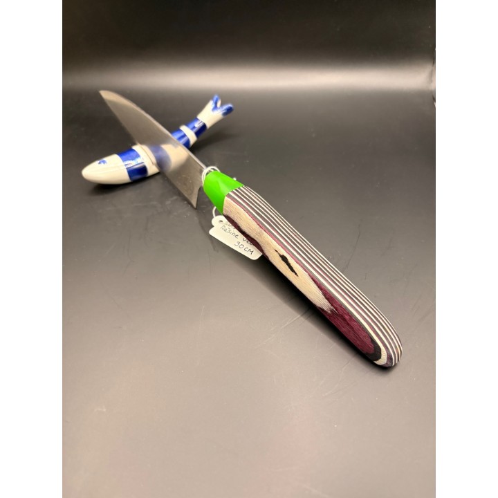 couteau inox Z40 CR13 manche bois multicouche/résine verte 30 cm