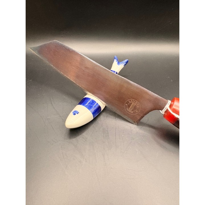 couteau inox Z40 CR13 manche bois de Wengé/résine rouge 31 cm