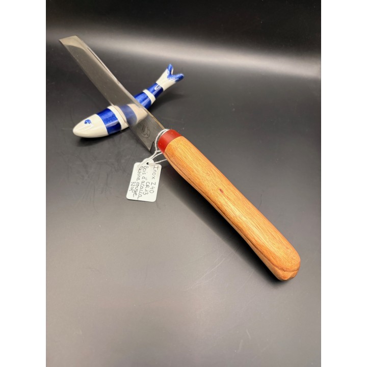 couteau inox Z40 CR13 manche bois d'acacia/résine rouge 32 cm