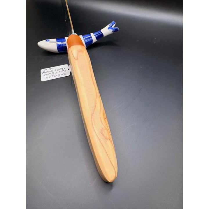 couteau Inox Z40CR3 bois d'olivier/résine orange 36 cm