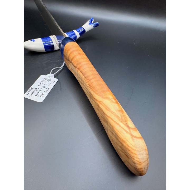 couteau Inox Z40CR3 bois d'olivier/résine bleue35 cm