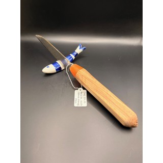 couteau Inox Z40CR3 martelé bois de cade/résine orange 33 cm