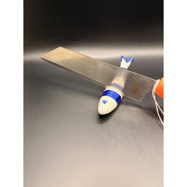 couteau Inox Z40CR3 bois de cade/résine orange 34 cm