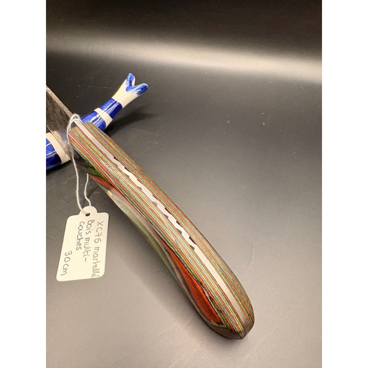 couteau acier XC75 martelé bois multicouche 30 cm