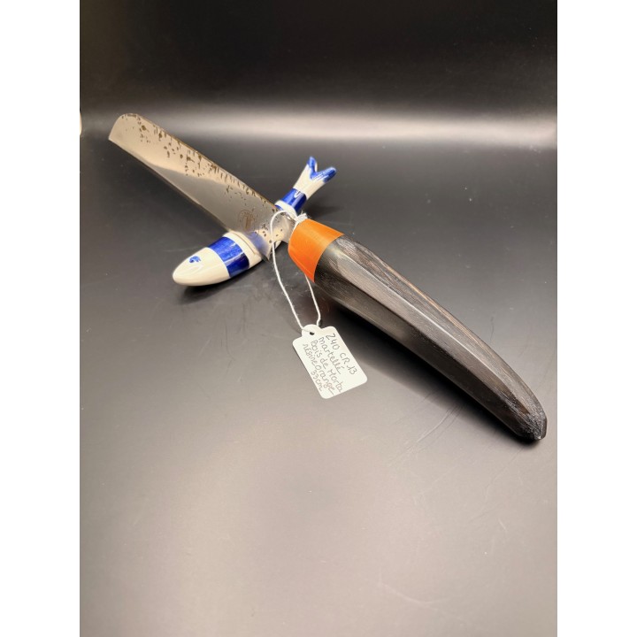 couteau Inox Z40 CR13 martelé bois de Morta/résine orange 33cm