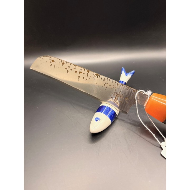 couteau Inox Z40 CR13 martelé bois de Morta/résine orange 33cm