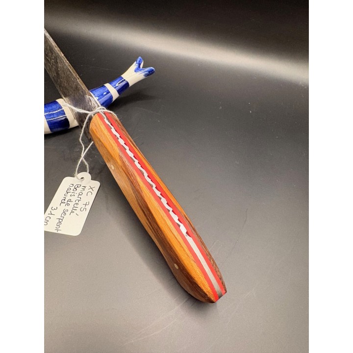 couteau acier XC75 martelé bois de serpent naturel 31 cm