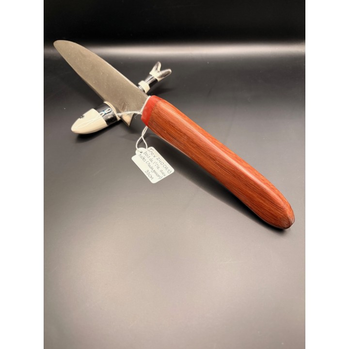 couteau inox Z40 CR13 bois de l'île aux nattes (Madagascar) / résine rouge 32 cm