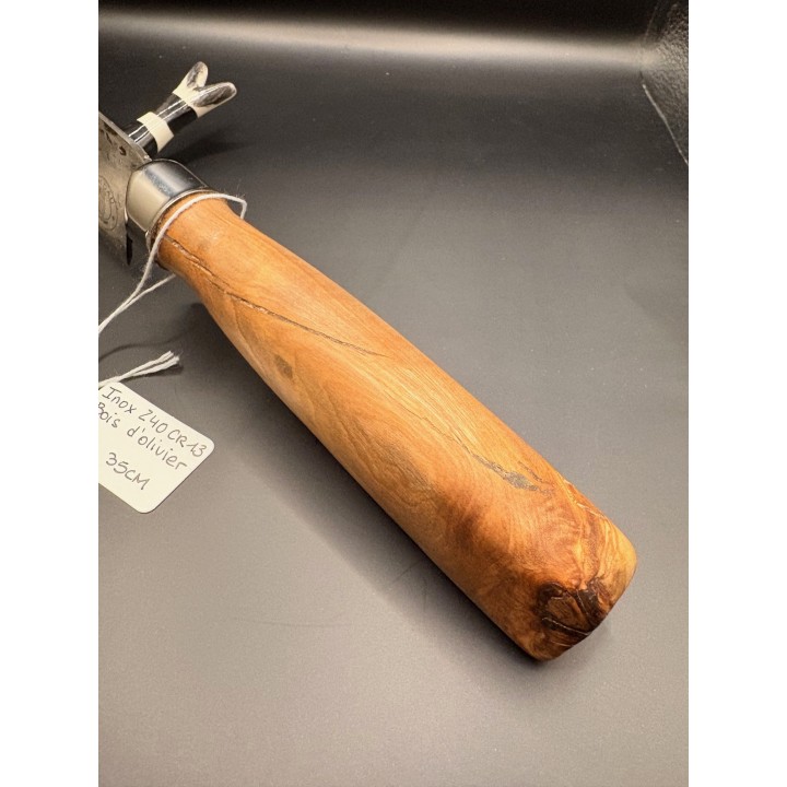 couteau Inox Z40 CR13 martelé bois d'olivier du Var 35cm