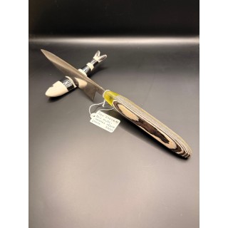 couteau inox Z40 CR13 bois multi couche / résine jaune 30 cm