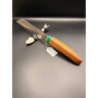 couteau Inox Z40 CR13 martelé bois issu de fût de chêne / résine verte 32 cm