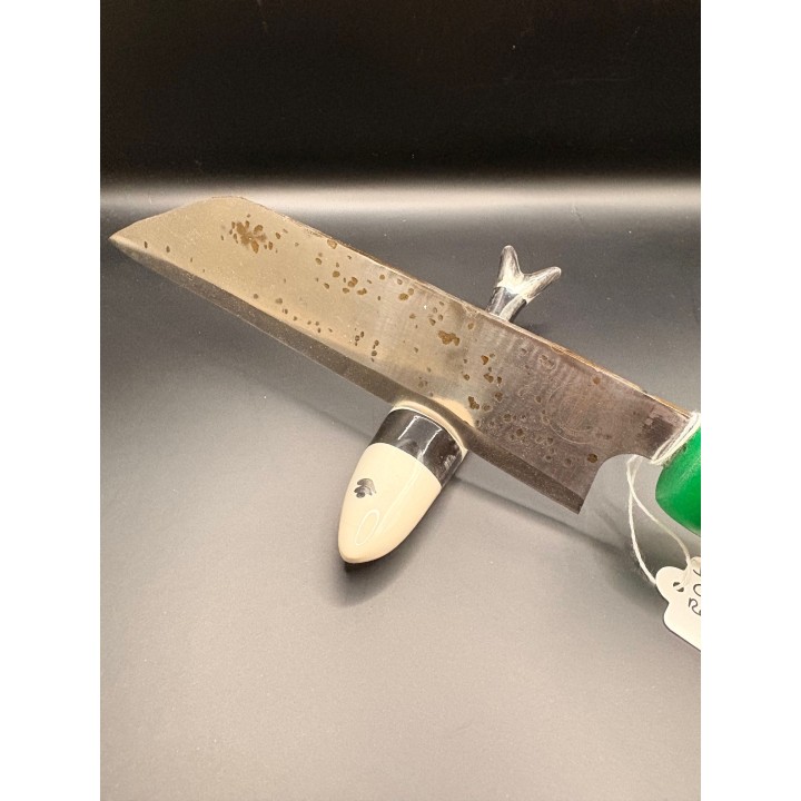 couteau Inox Z40 CR13 martelé bois issu de fût de chêne / résine verte 32 cm