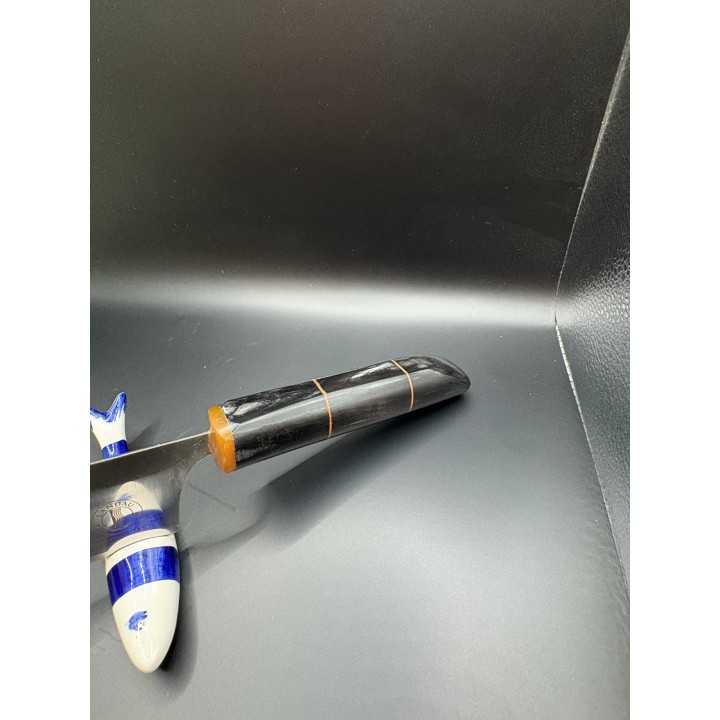 Grand couteau de cuisine 33 cm Inox Z40C13 manche en corne de boeuf