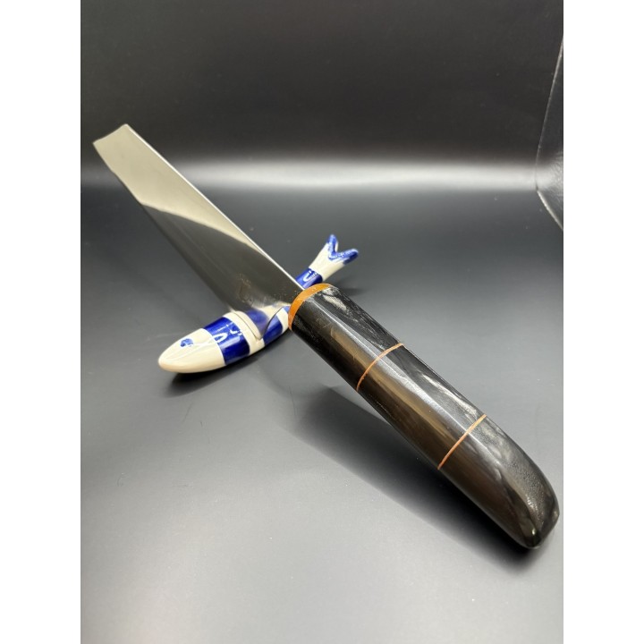 Grand couteau de cuisine 33 cm Inox Z40C13 manche en corne de boeuf