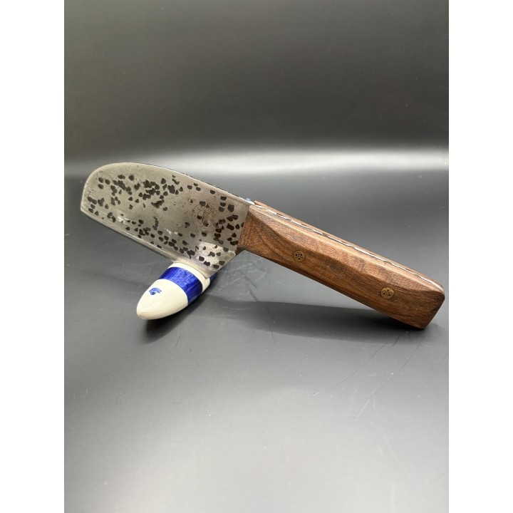 Petite machette cuisine 21 cm acier XC75 martelé manche bois