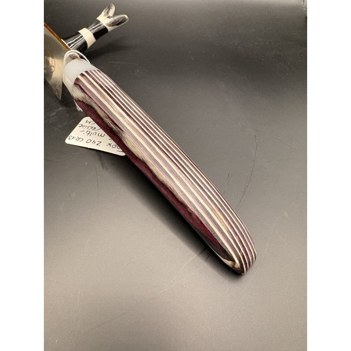 couteau inox Z40 CR13 bois multi couche / résine blanche 32 cm