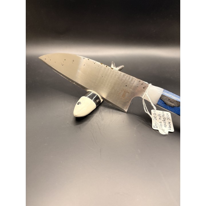 couteau inox Z40 CR13 bois multi couche / résine blanche 30 cm