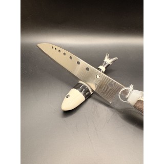 couteau inox Z40 CR13 bois multi couche / résine blanche 32 cm