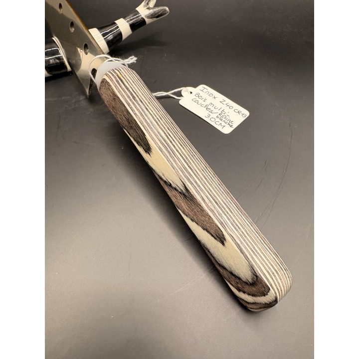 couteau inox Z40 CR13 bois multi couche / résine blanche 32 cm