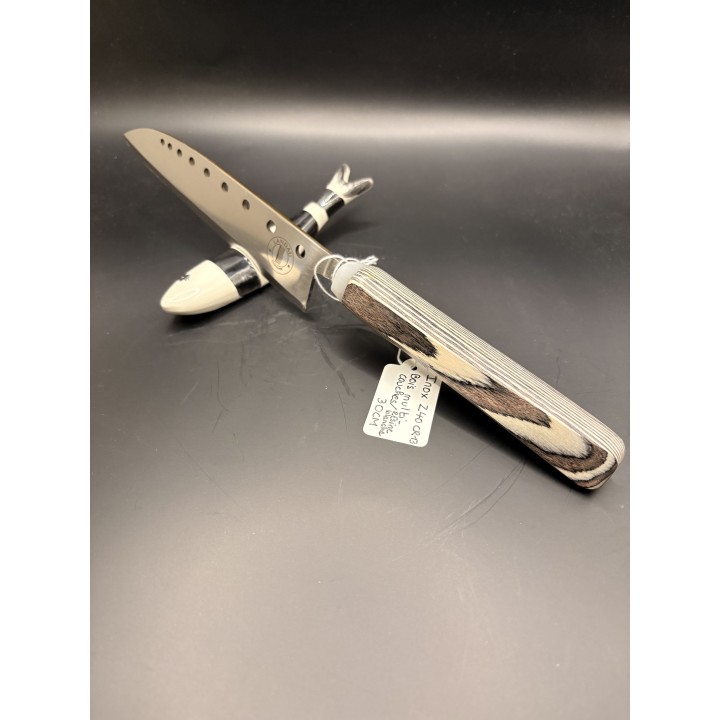 couteau inox Z40 CR13 bois multi couche / résine blanche 32 cm